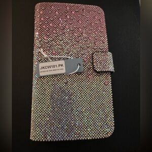 Sparkling Pink Rhinestone Phone Wallet Case -